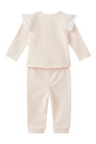 Kids Cotton Cardigan, T-Shirt, and Trousers Set